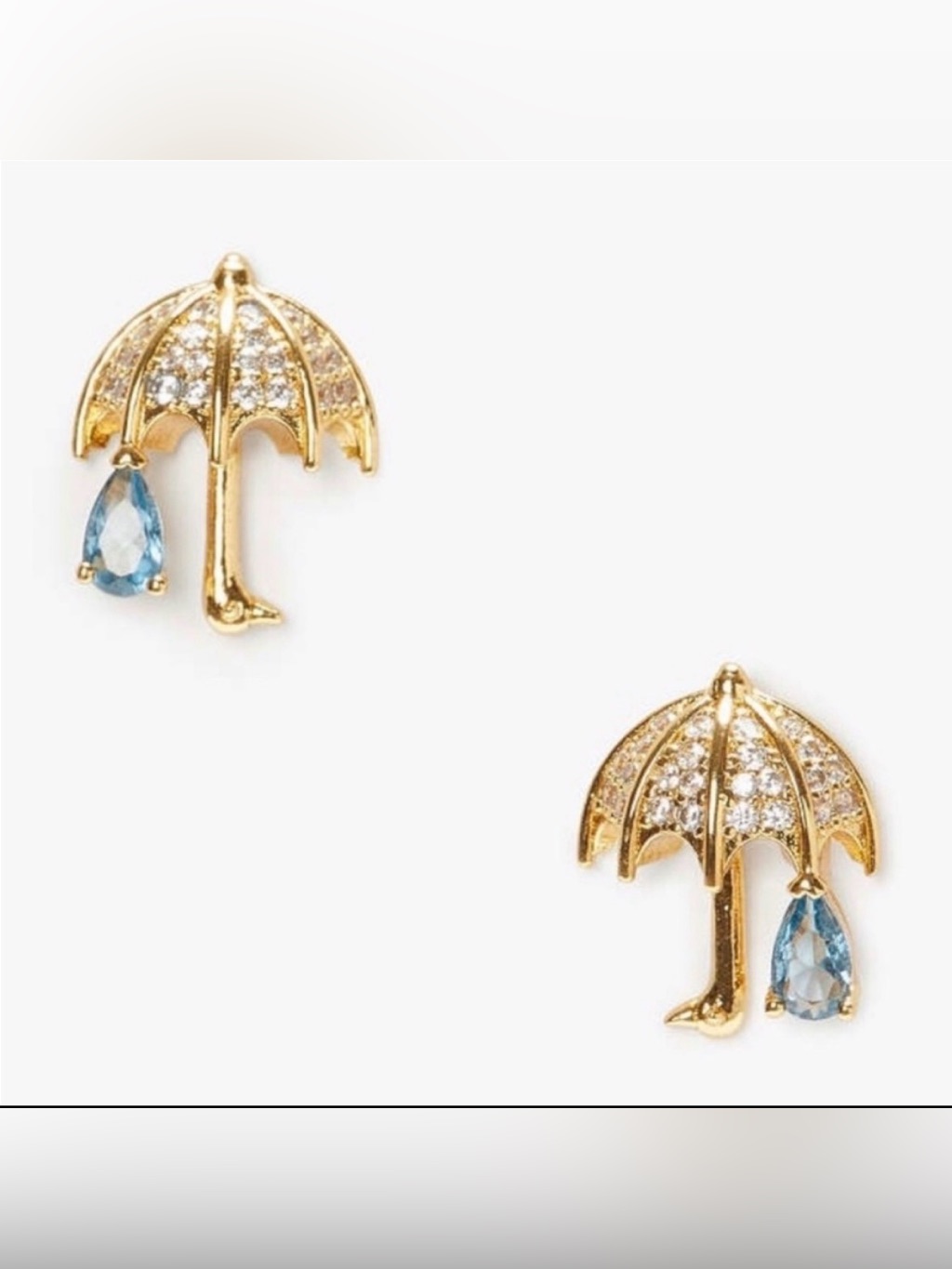 Kate Spade | Rain Or Shine Umbrella Pave Stud Earrings Nwt